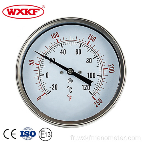 2,5 pouces 304 Garges de thermomètre bimétallique en acier inoxydable